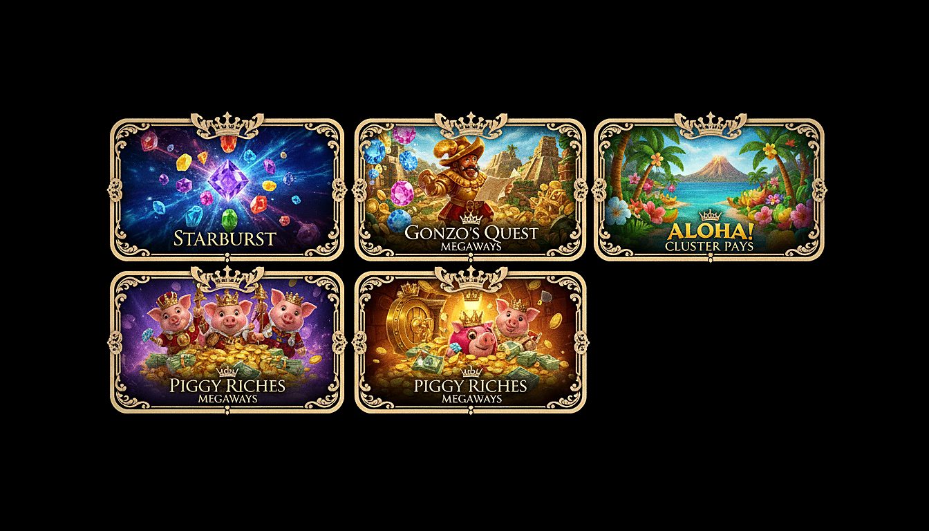 Jeux Prestige Casino: Starburst, Dazzle Me Megaways, Gonzo's Quest Megaways, Aloha! Cluster Pays, Piggy Riches Megaways